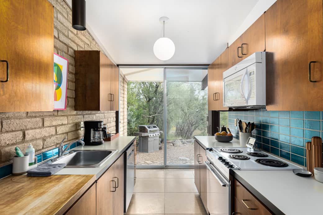 Kitchen and outdoor grill.