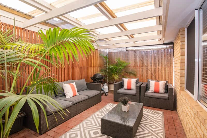 rear courtyard and BBQ area
