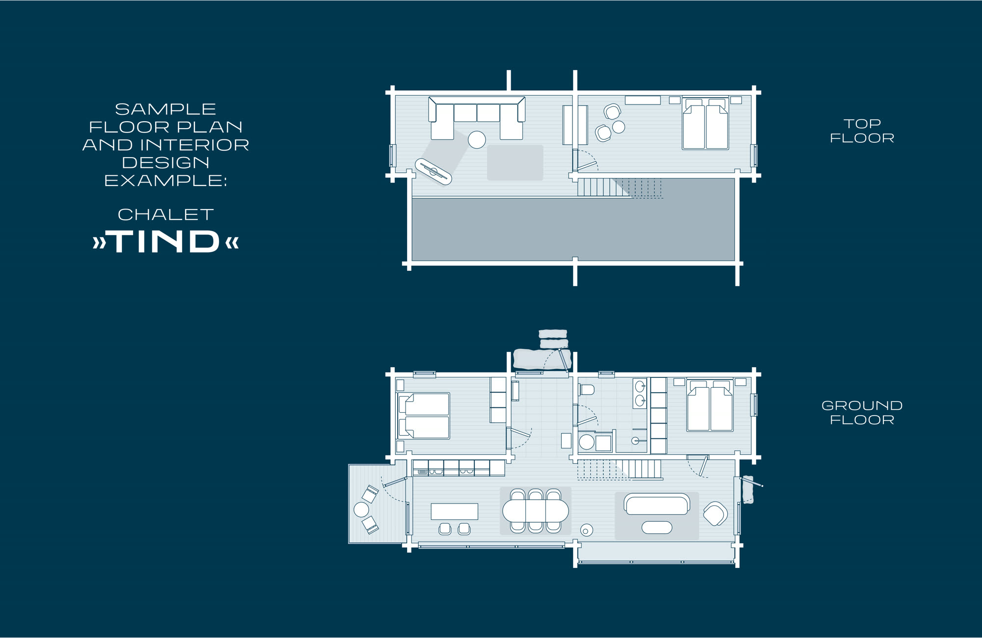Sample floor plan of Chalet Tind, ground floor and top floor