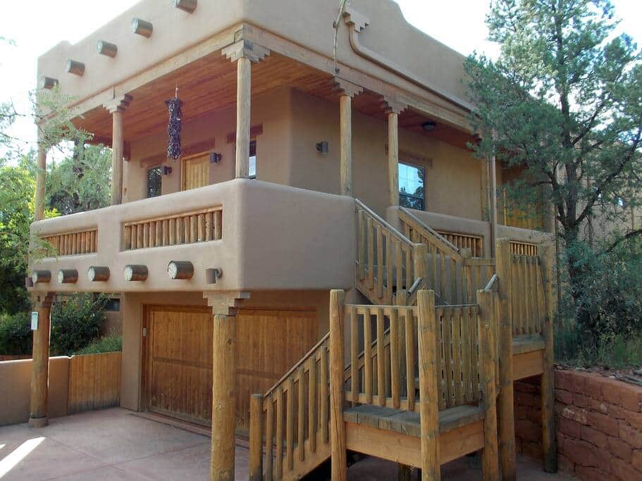 Stairs to the 2 private suites (Pyramid Rock View Suite and Cathedral Rock View Suite)