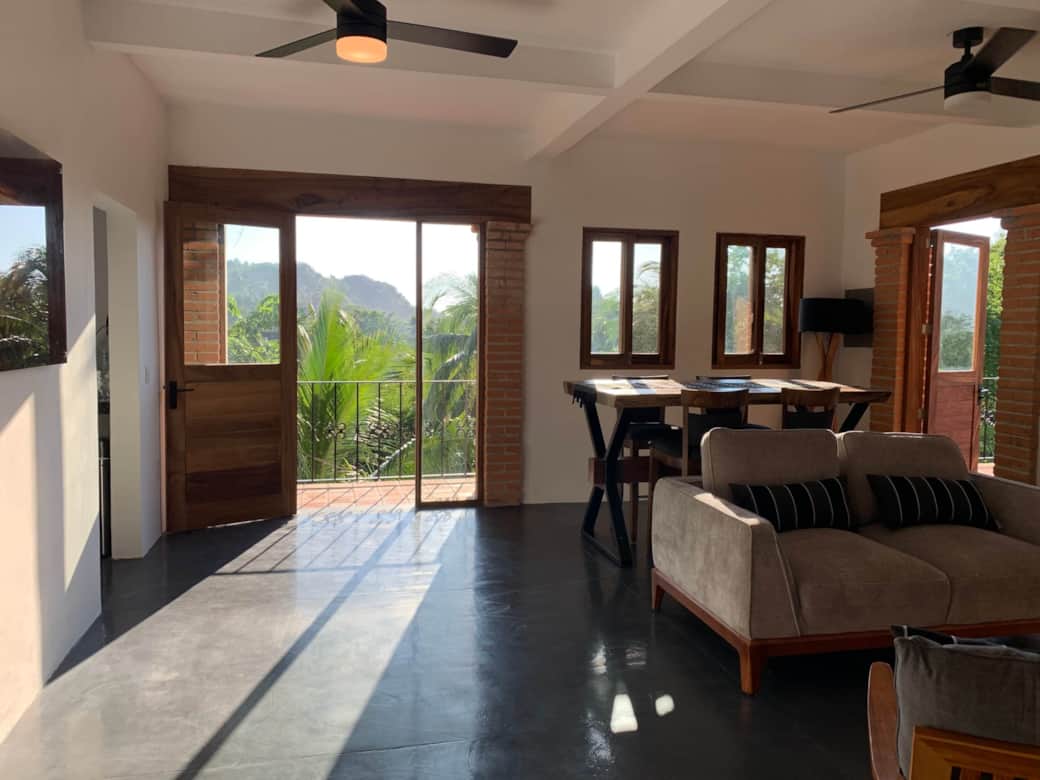 Evening light in living/dining room