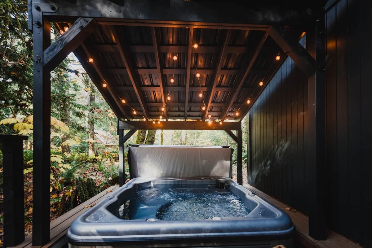 Brand new hot tub located just outside the back door. A perfect spot to relax after a day of hiking.