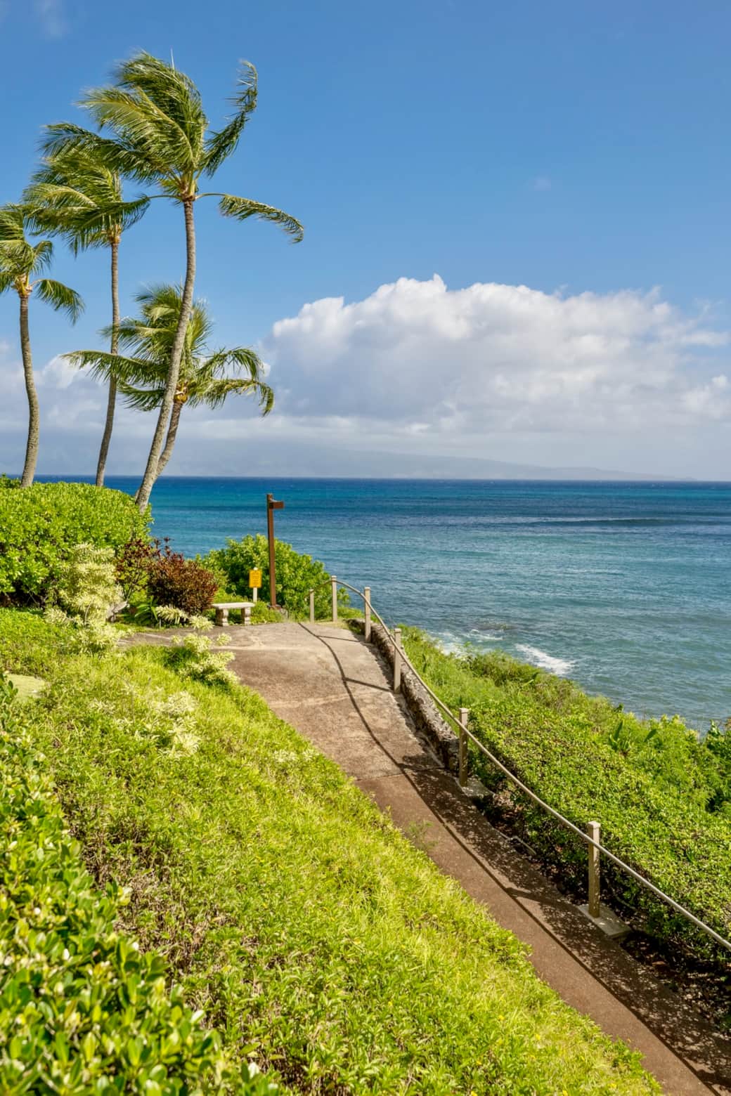 The path to the beach and pool