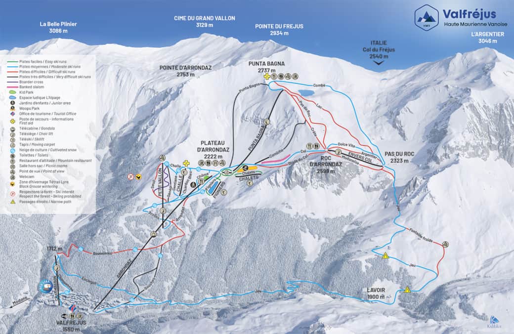 Plan pistes Valfrejus 2023 2024