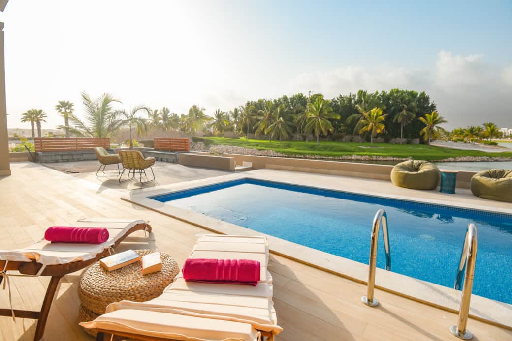 Sun loungers & view