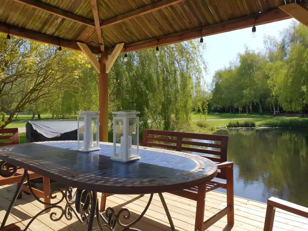 Deck overlooking pond