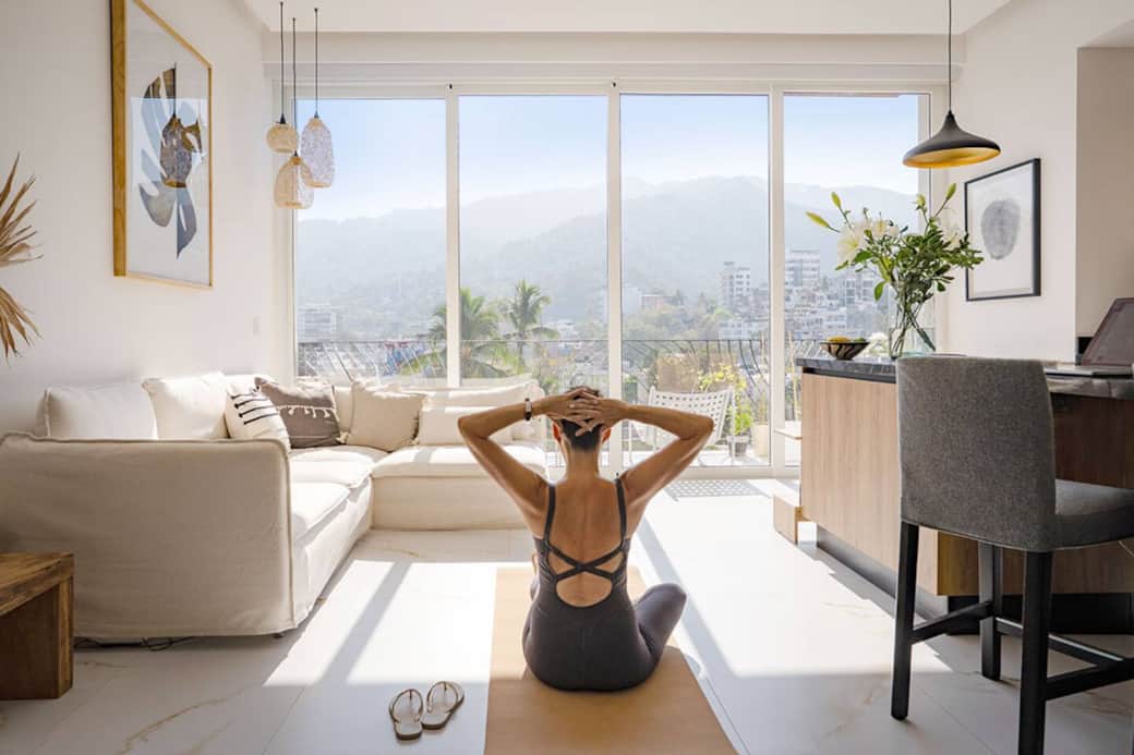 Plenty of floor space for morning yoga with a view Plenty of floor space for morning yoga with a view