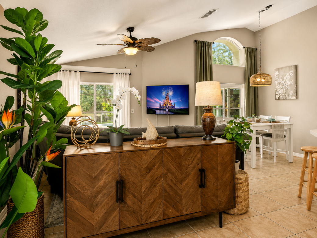 Buffet and living room