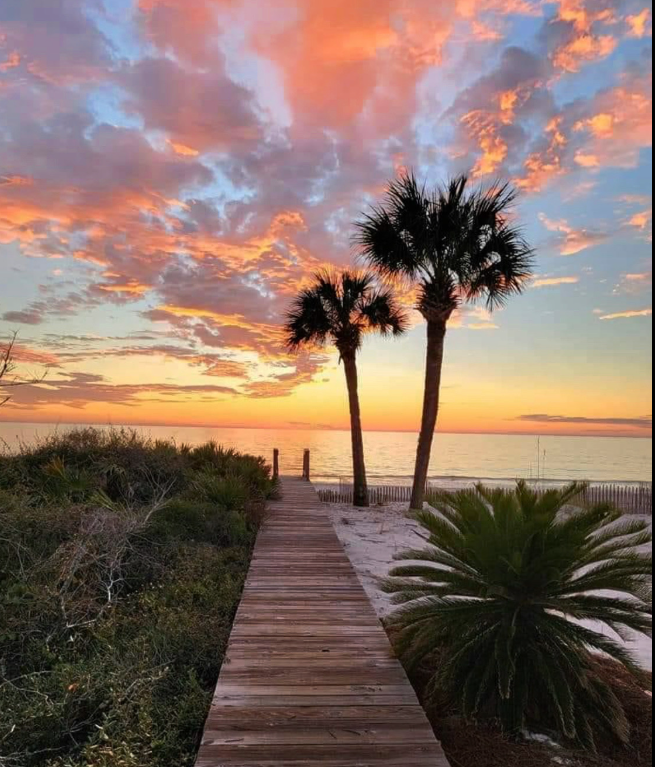 Walk to beach at sunset