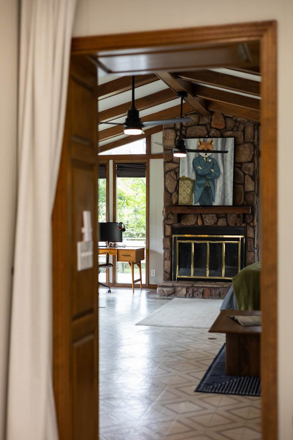 Wood burning fireplace