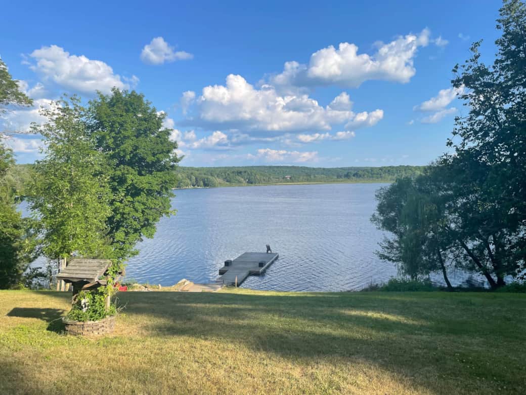 Majestic view of the ultra wide view of the lake and the dock