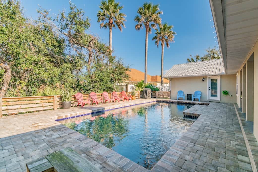 Relax, swim, and take in the sun in the 16000 gallon heated pool.  Fully stocked BBQ gas grill to enjoy the catch of the day or dish of your choice.