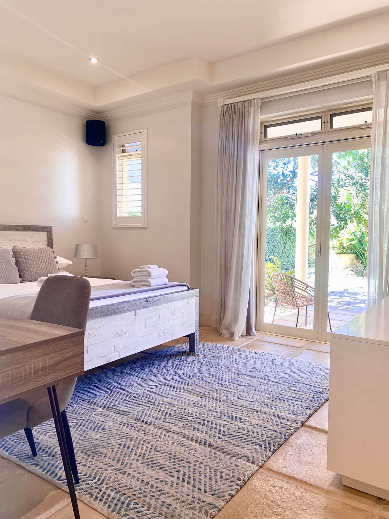 Bedroom 2 - Ground Floor - Queen Bed, Desk, Courtyard View & Access