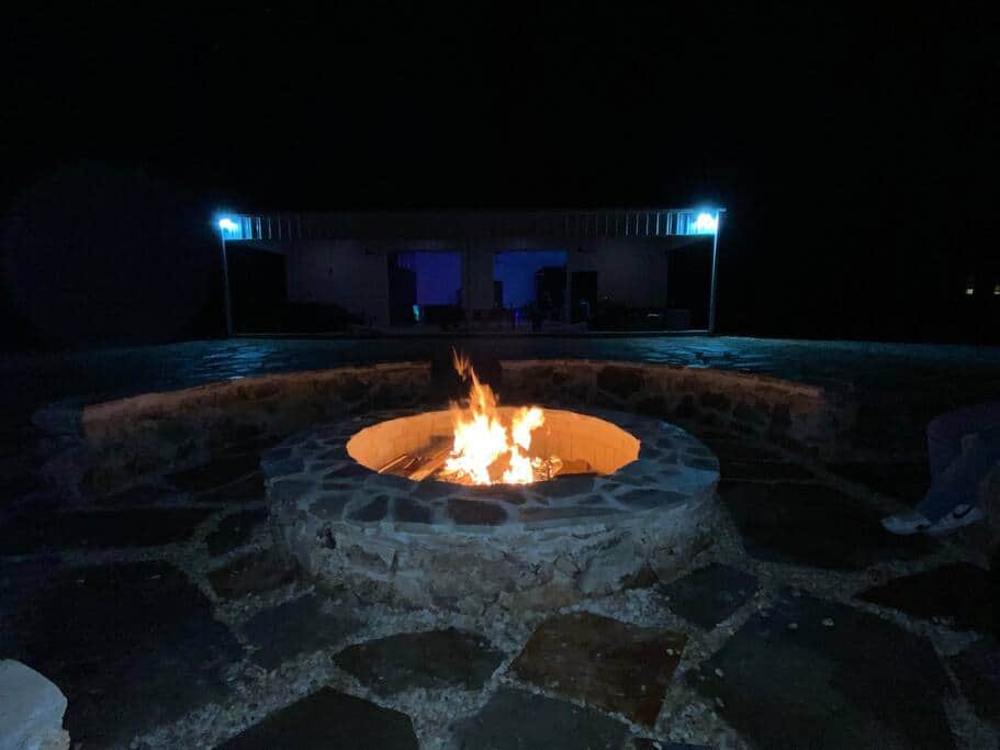 Outdoor firepit at night