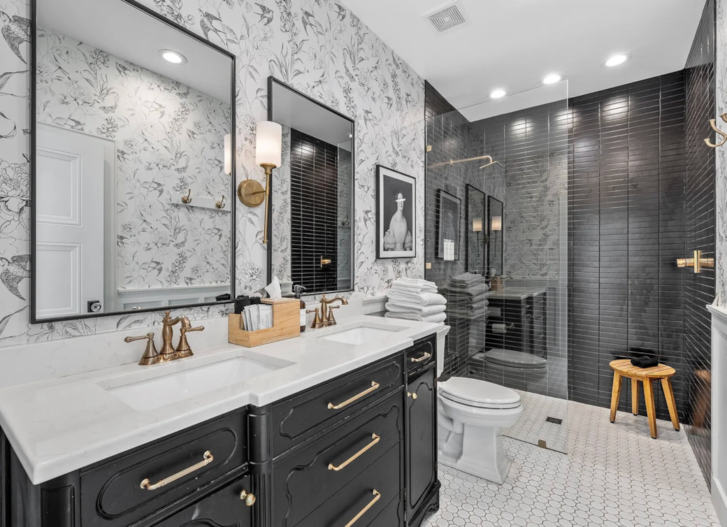 Bathroom: Spa vibes. Refresh with dual sinks & a luxe rain shower