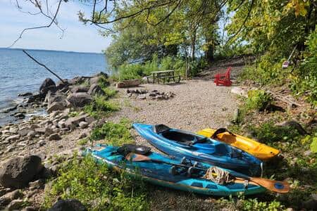 kayak and beach area