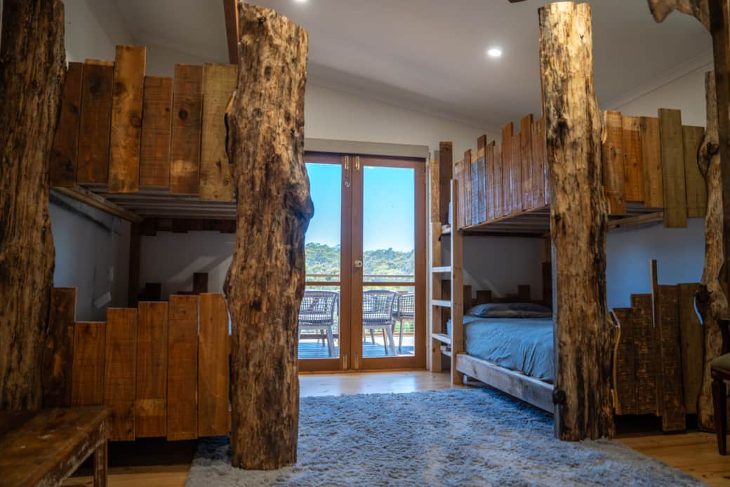 The Forest bunk room, 3 x king single bunks sleeping 6 people.