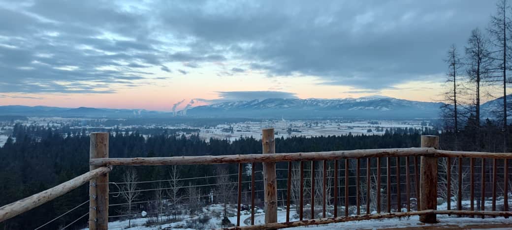 Snowy valley view & Whitefish Mountain Resort in the distance Snowy valley view & Whitefish Mountain Resort in the distance