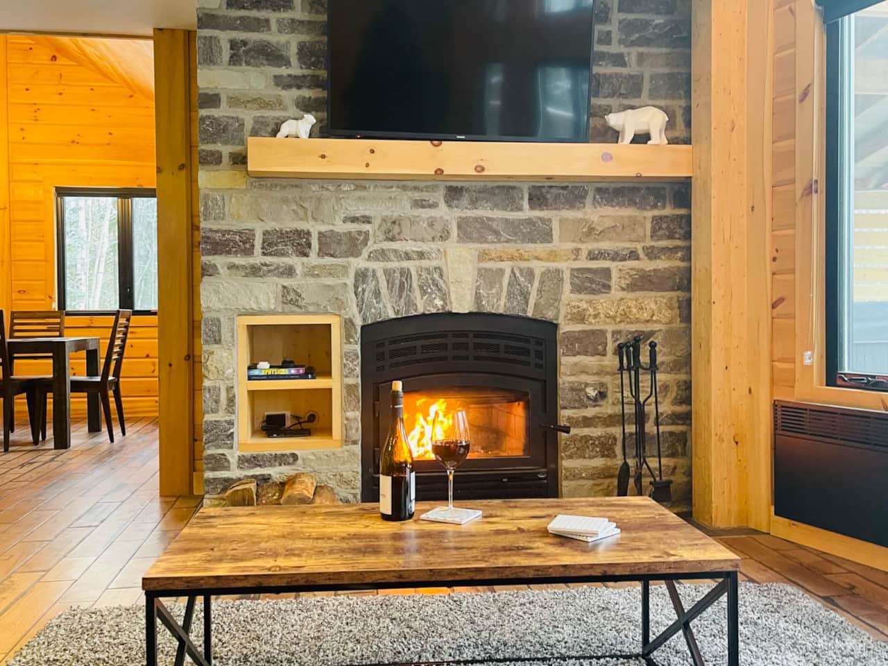 Wood fireplace located on the ground floor
