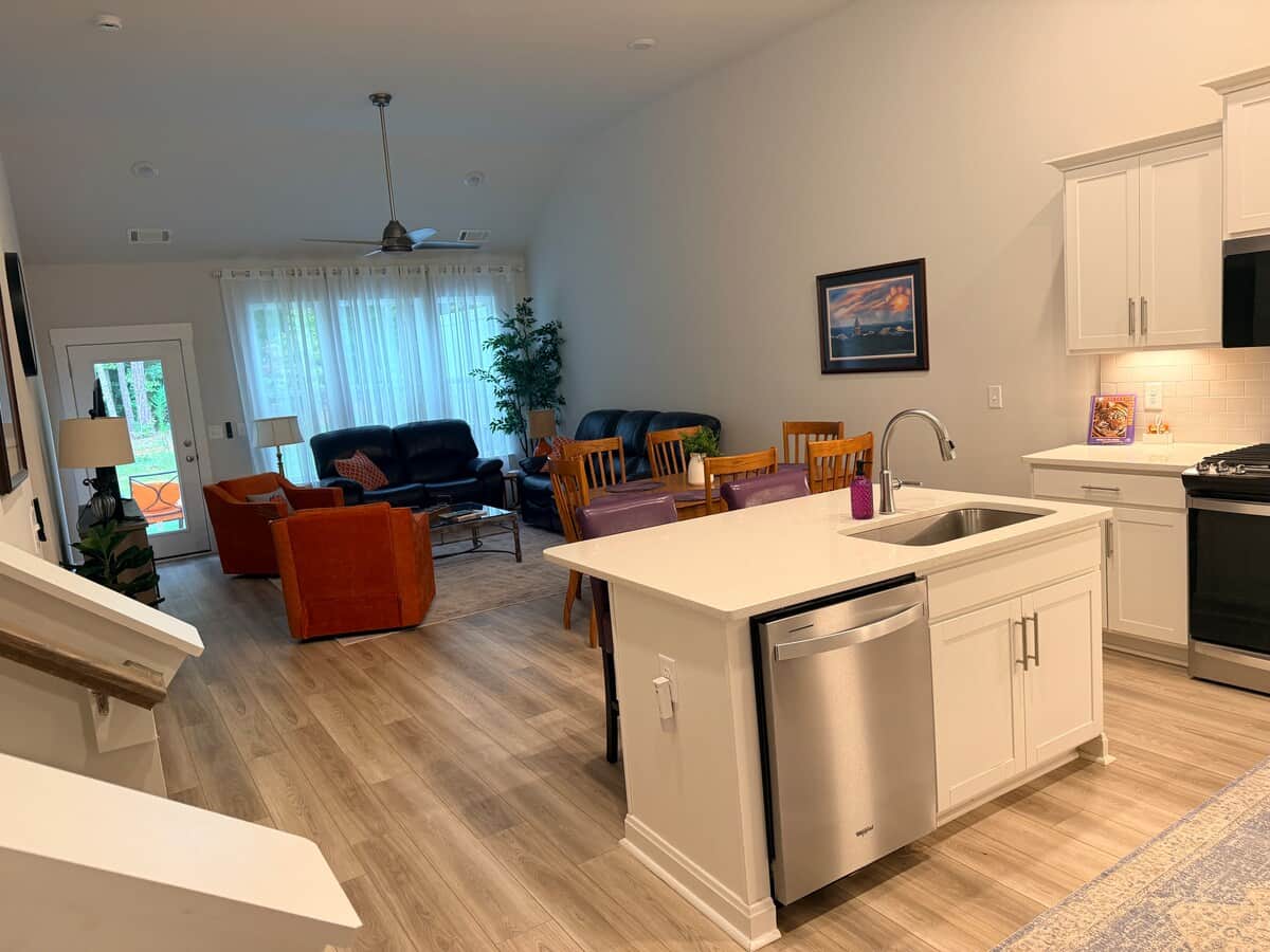Open Concept Living, Dining & Kitchen