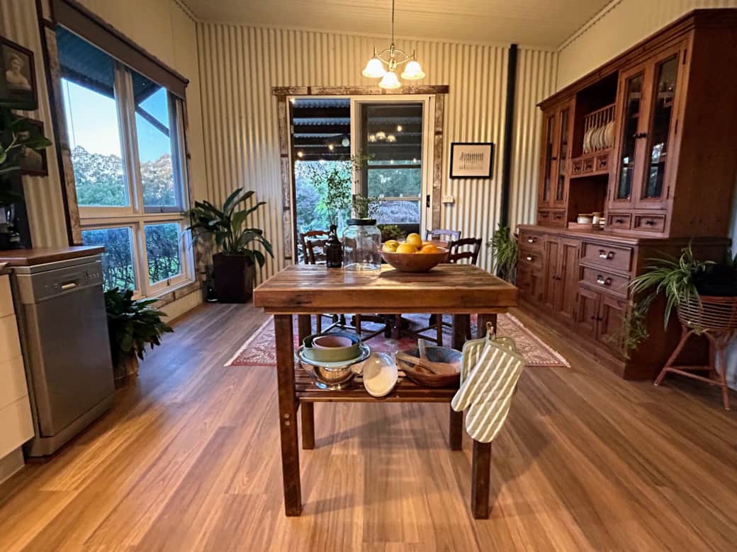 Sanctuary kitchen features beautiful natural timbers for relaxed cooking and dining Sanctuary kitchen features beautiful natural timbers for relaxed cooking and dining
