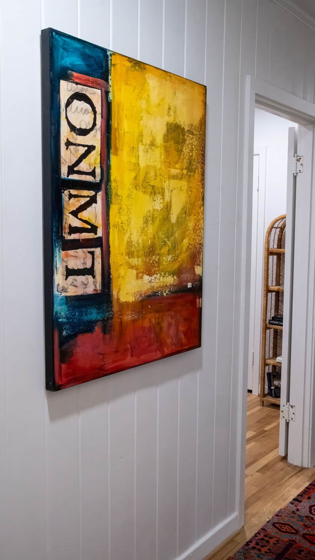 A piece by M. Oliver-Foster in the hallway gallery