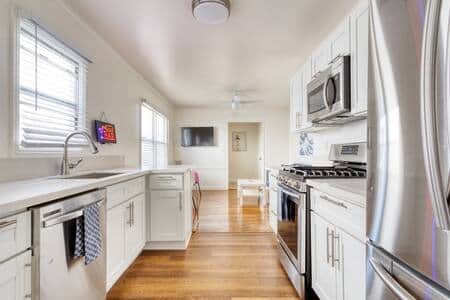 Plenty of space to spread out, easy microwave.