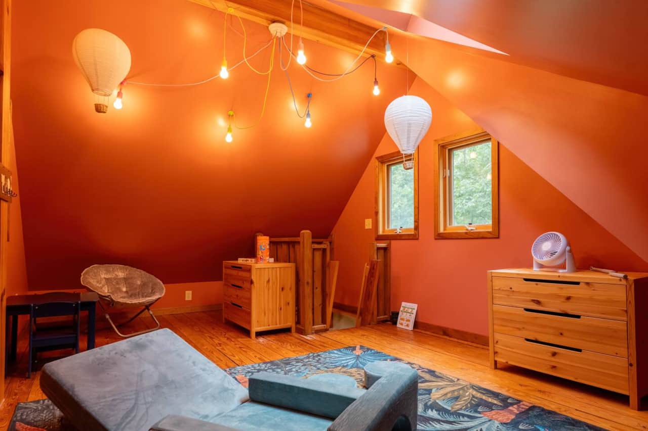 Whimsical hot-air-balloon loft — a favorite hideaway for kids (and kids at heart).
