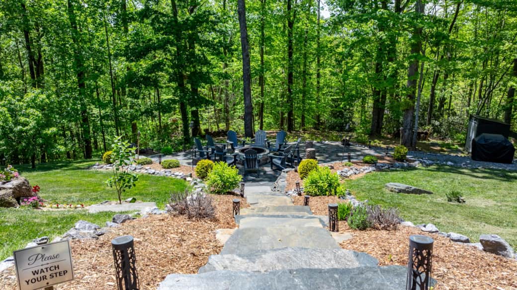 Patio with second grill and picnic table Patio with second grill and picnic table