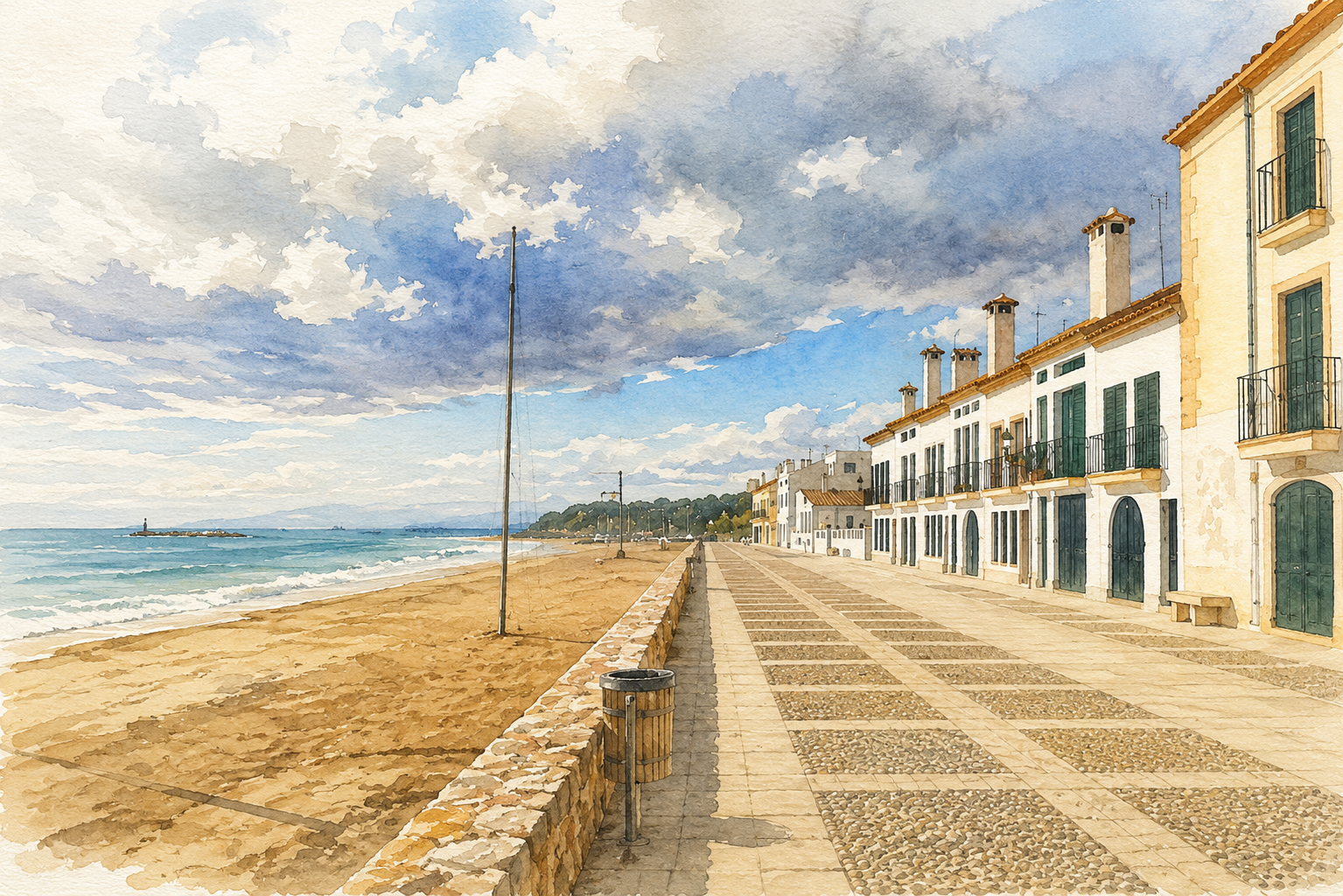 Watercolour of Baix a Mar in Altafulla