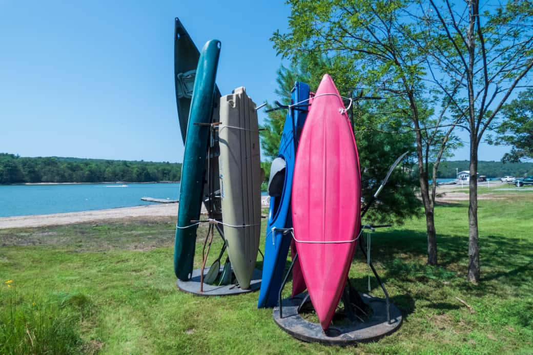 Tons of kayaks to enjoy on the water.