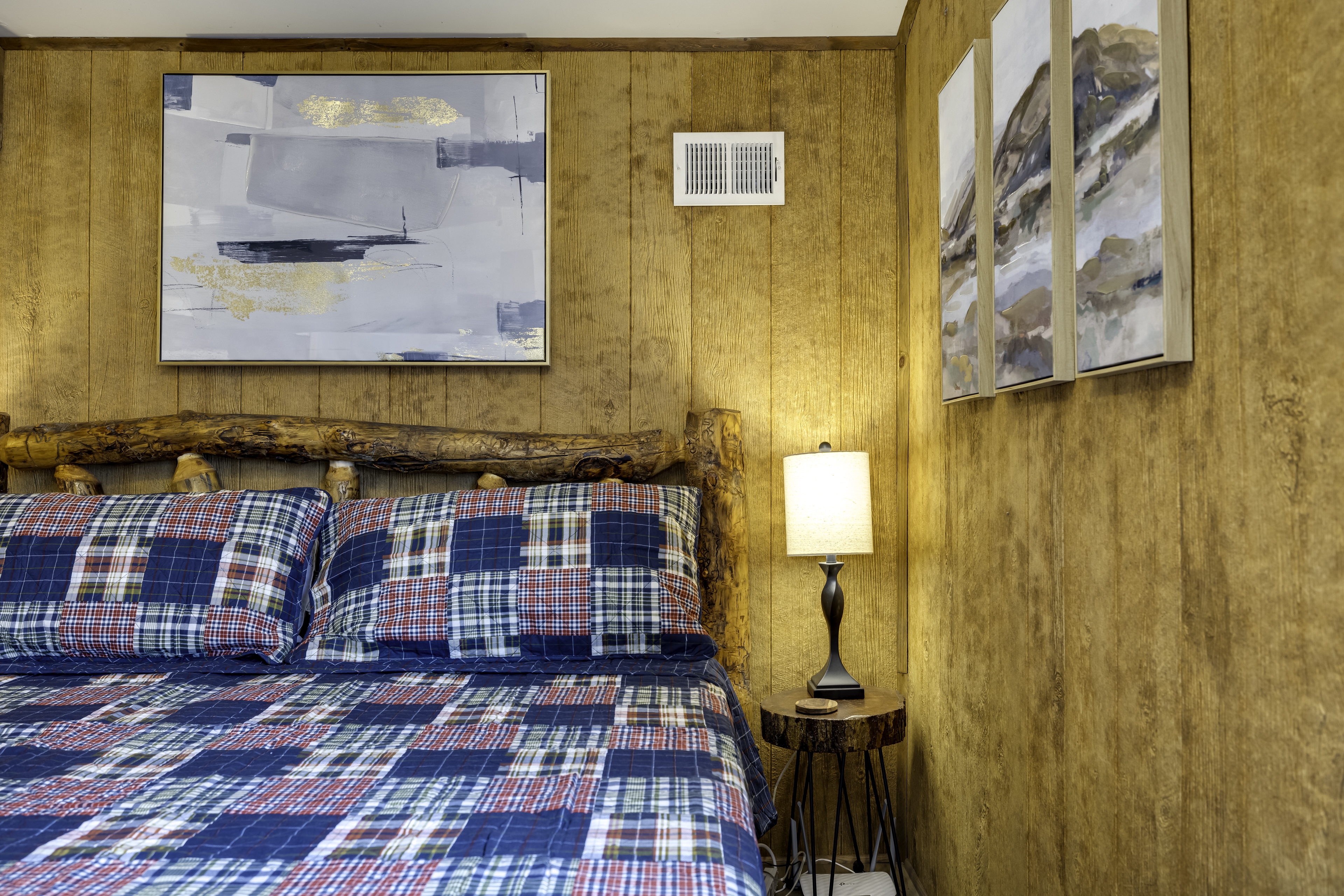 bedroom 1 with real log headboard