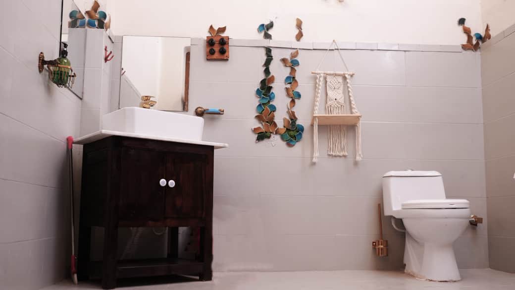 Handcrafted charm meets comfort in your private washroom.