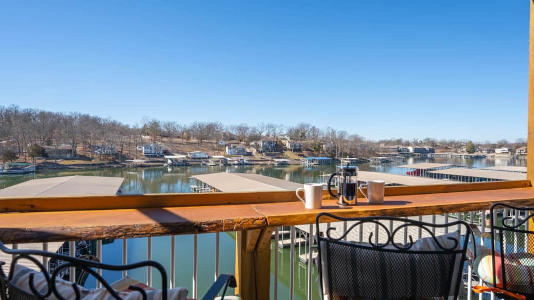 Motivate yourself for a day on the lake with a morning cup of coffee and enjoy the view.