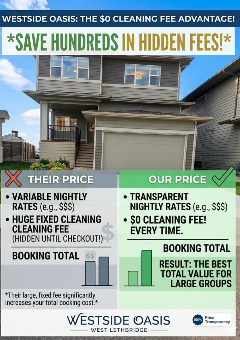 ✨ **THE $0 CLEANING FEE ADVANTAGE:** See how our 'all-in' rate saves your group hundreds in hidden fees! ✨ **THE $0 CLEANING FEE ADVANTAGE:** See how our 'all-in' rate saves your group hundreds in hidden fees!