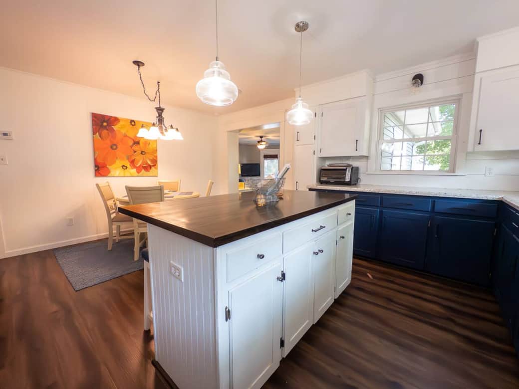 The kitchen is quite spacious with plenty of room to gather around the island to enjoy some snacks. The kitchen is quite spacious with plenty of room to gather around the island to enjoy some snacks.