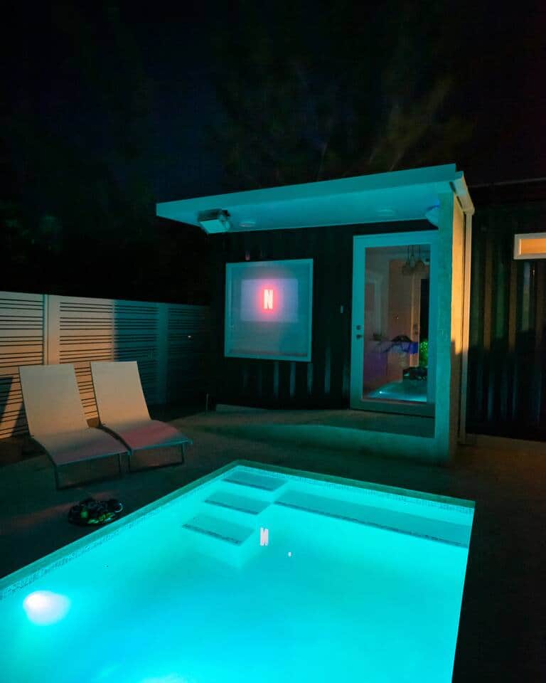 Outdoor Night Cinema (Projector), view from drone.