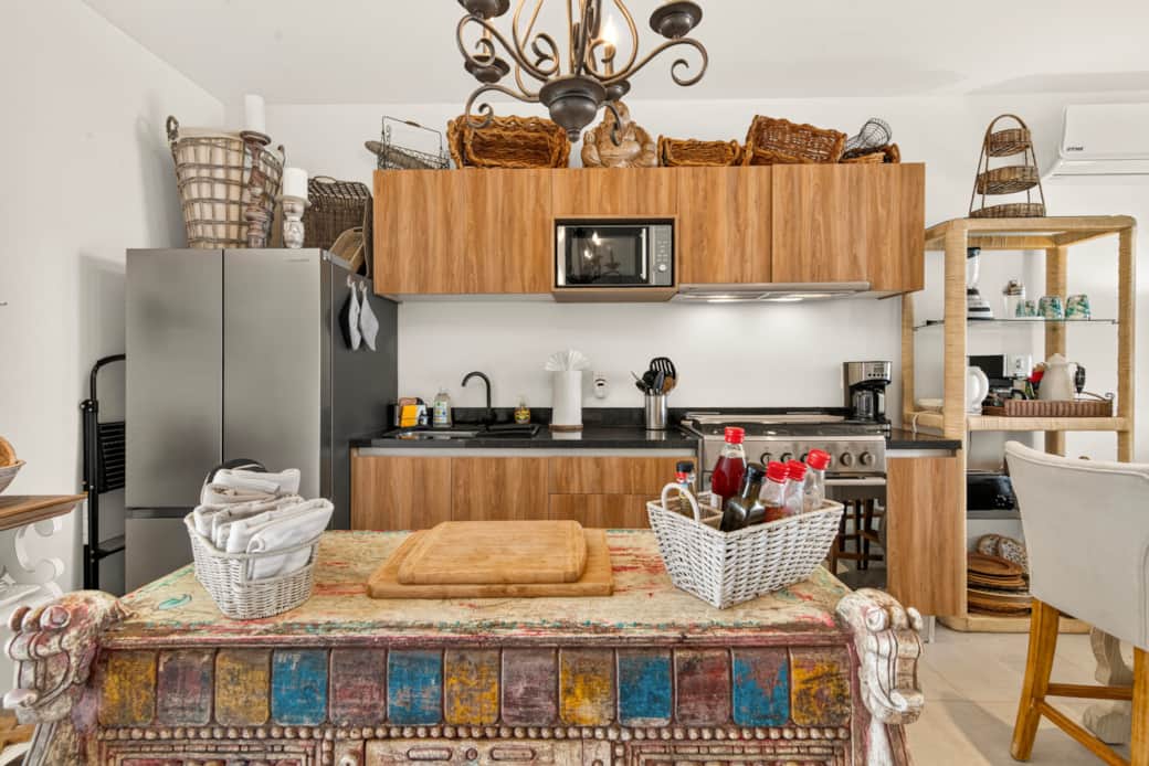 Fully equipped kitchen with modern appliances, ample counter space, and everything you need to cook.