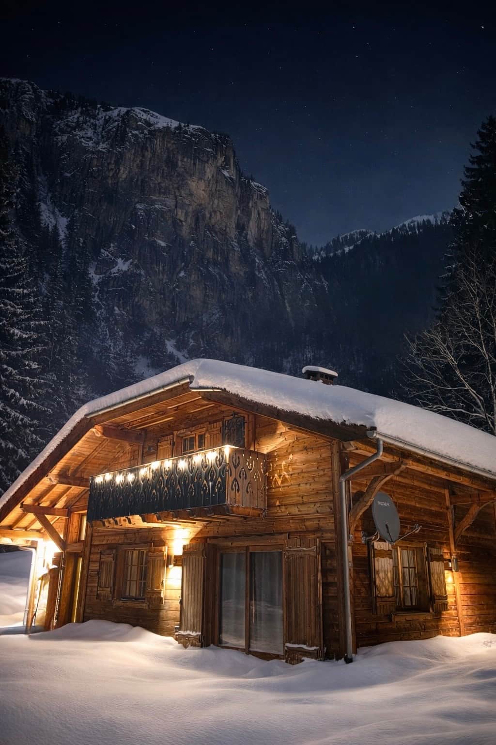 Chalet at night