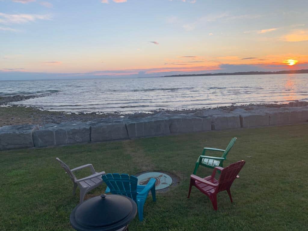 Lake view and fire pit