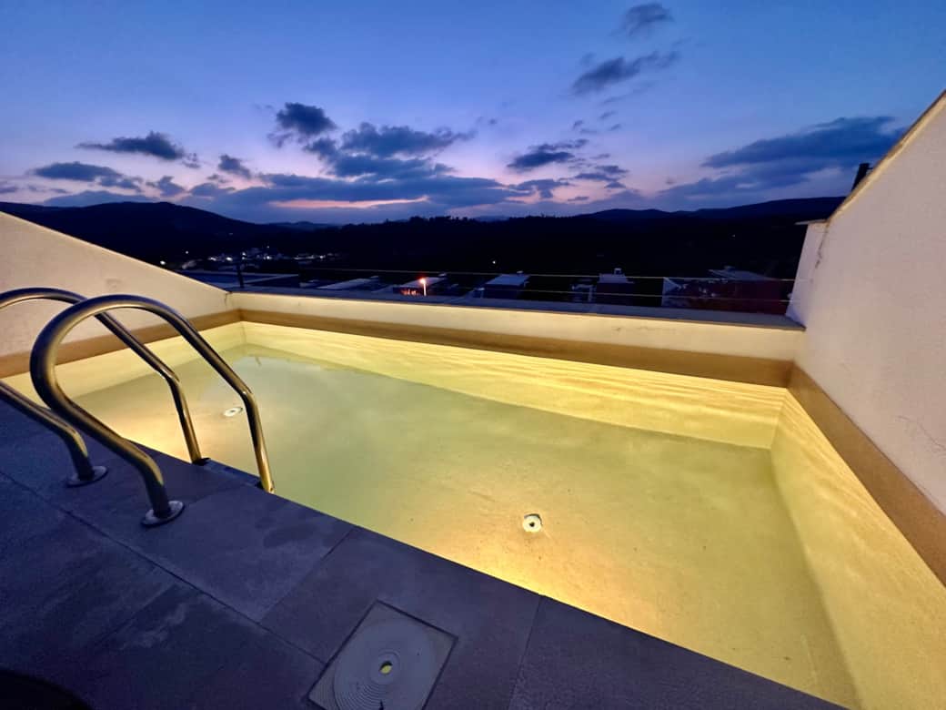 Hit the pool lights and you can stay cool in the evening as well