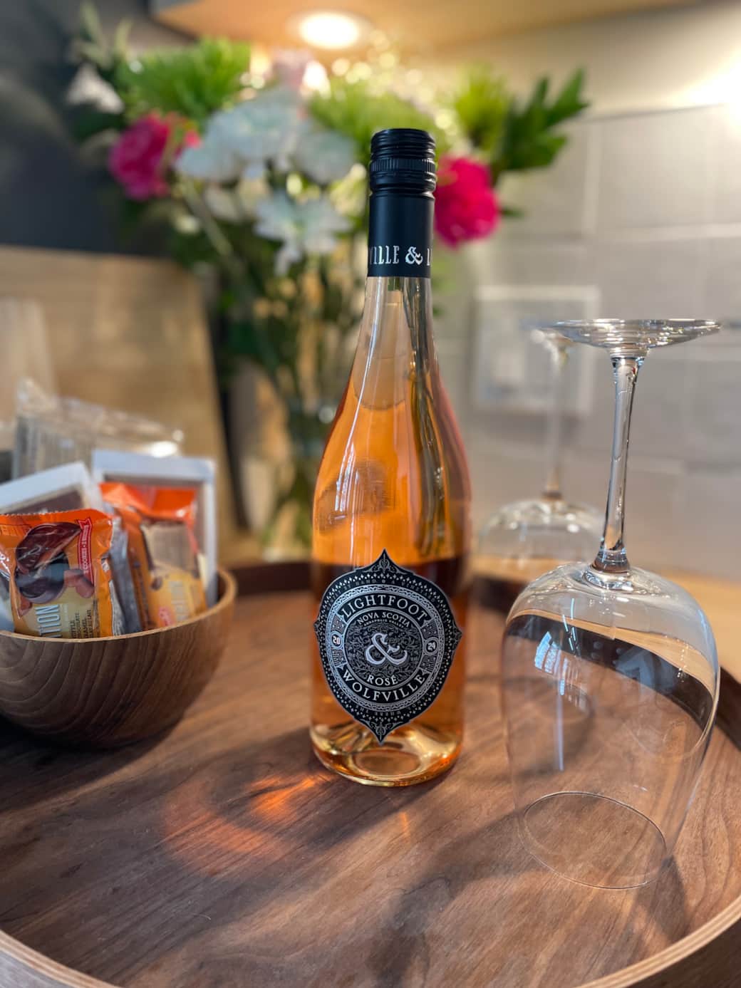 Welcome treats with local wine