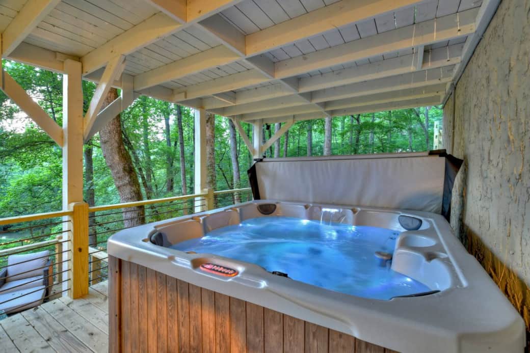 Soak and relax in the hot tub
