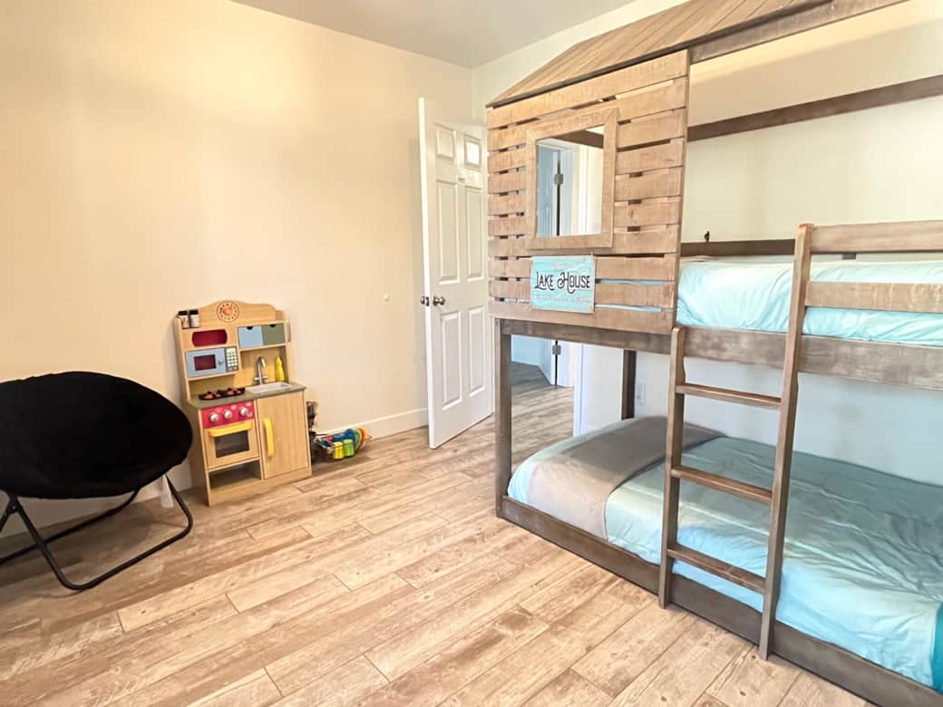 Junior chefs will love the toy kitchen in the Lake Room