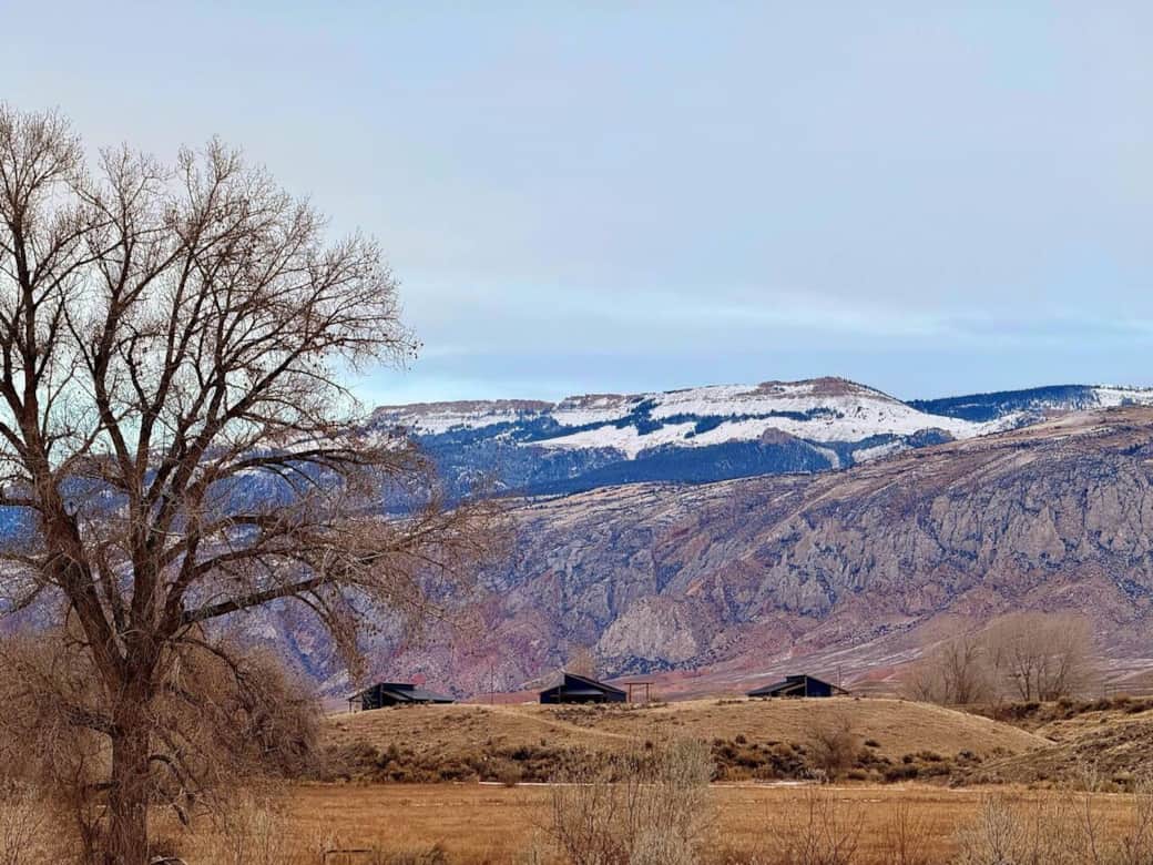 Ever Sky Cabins as seen from the valley of Ever Sky Ranch