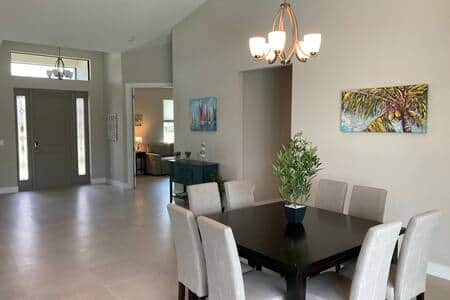 Front entrance, dining room with seating for 8. 
