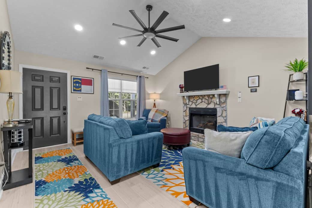 Living room comes with a smart TV where you may browse through live programming or you may sign in to your tv subscription accounts. Dimmable lighting and blackout curtains. Living room comes with a smart TV where you may browse through live programming or you may sign in to your tv subscription accounts. Dimmable lighting and blackout curtains.