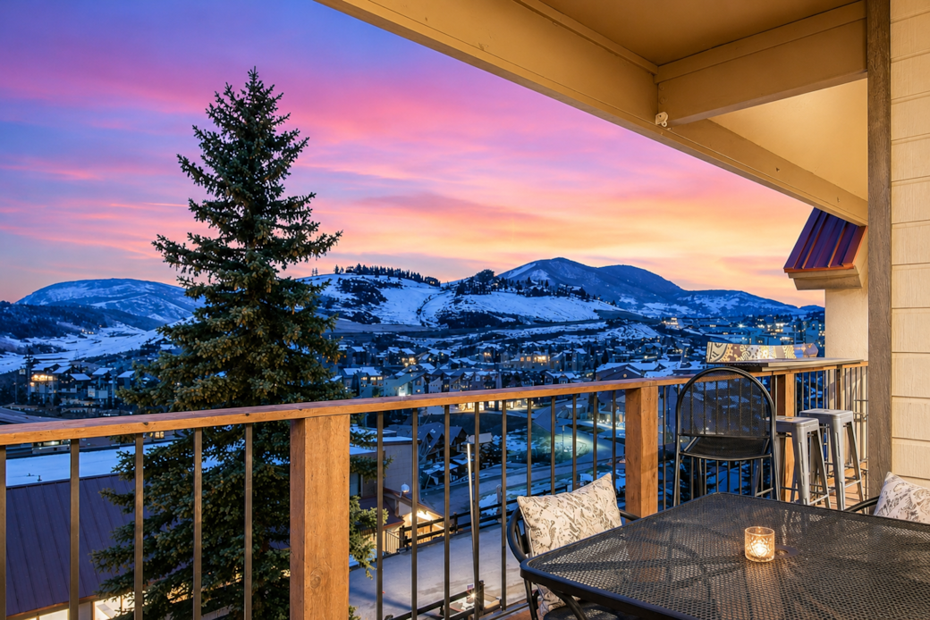 Twilight View From private Deck in our 4 Bed/4 Bath plus Loft Ski In/Out Condo Twilight View From private Deck in our 4 Bed/4 Bath plus Loft Ski In/Out Condo