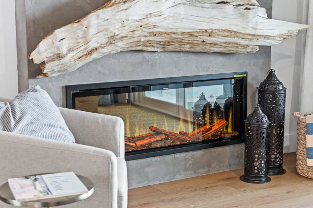 Fireplace & Driftwood Mantel