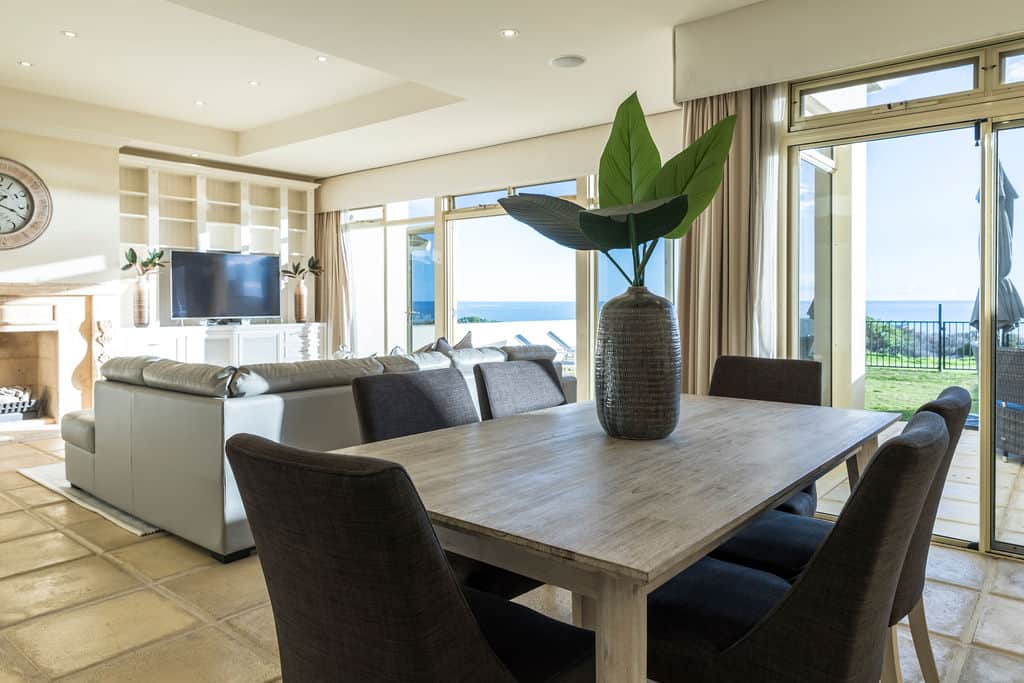 Dining Room and Loung - downstairs with direct beach access via glass sliding doors